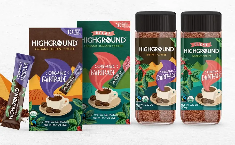 Highground Organic Instant Decaf Coffee, 3.53 Ounce Decaf Coffee 3.53 Ounce (Pack of 1) - HIghground Organic Instant Coffee