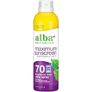 Alba Botanica Maximum Sunscreen Spray, SPF 70, Fragrance Free, 6 Oz Maximum Fragrance Free (SPF 70) - Alba Maximum Sunscreen Spray SPF 70