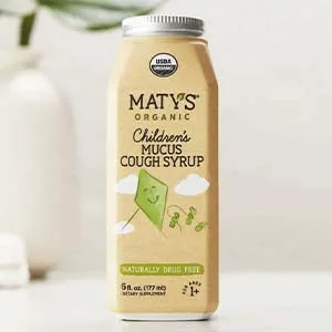 Maty's Organic Children's Mucus Cough Syrup, Made with Organic Honey, Thyme & Ginger - 6 fl oz. - Maty