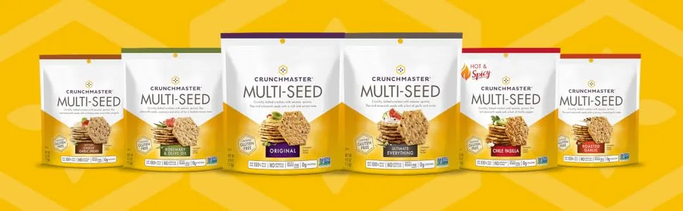 Crunchmaster Multi-Seed Crackers, Roasted Garlic, 4 oz. Roasted Garlic 4 Ounce (Pack of 1) - Crunchmaster Multi-Seed Crackers