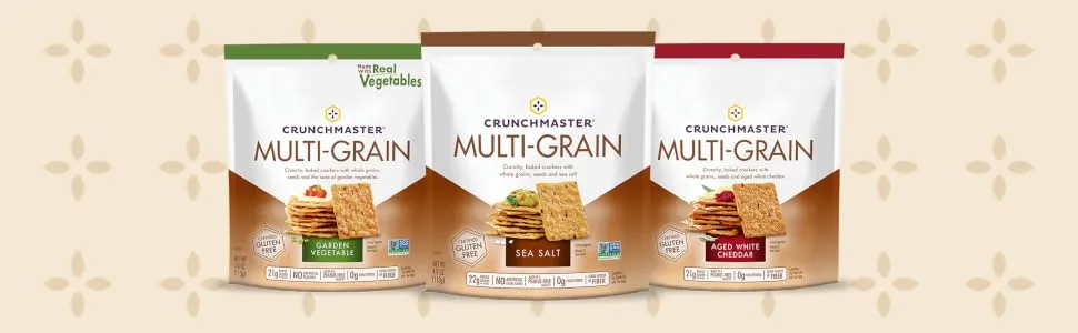 Crunchmaster Multi-Grain Crackers, Garden Vegetable, 4 Ounce Garden Vegetable 4 Ounce (Pack of 1) - Crunchmaster Multi-Grain Crackers