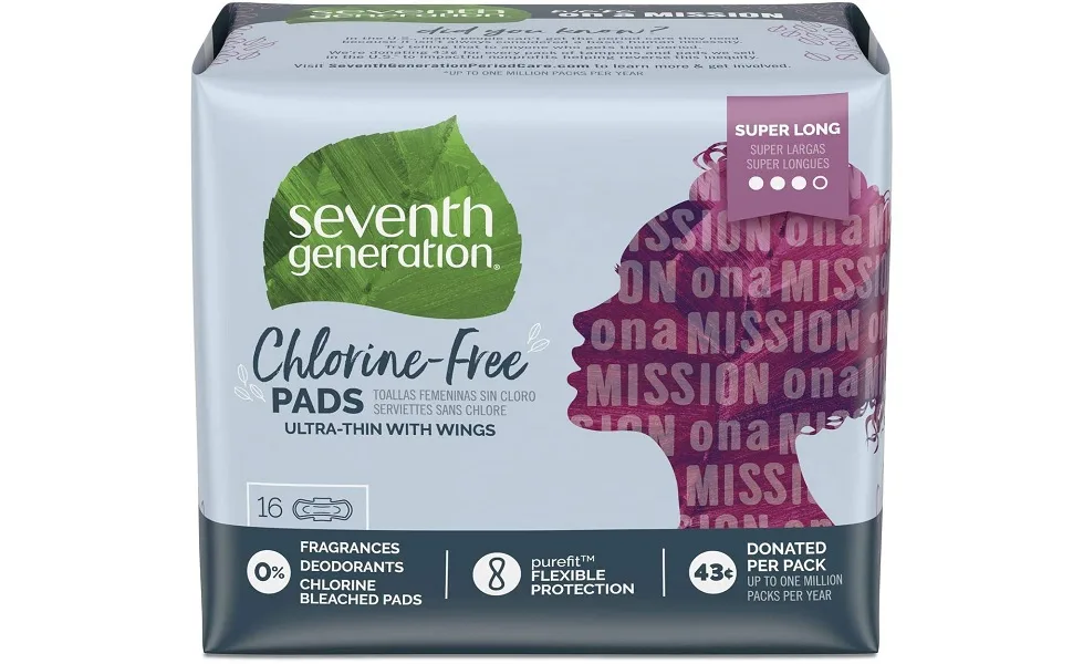 Seventh Generation Ultrathin Pads, Super Long, 16 ct - product information 1