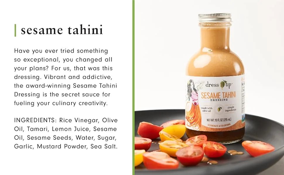 Dress it Up Dressing - Versatile Salad Dressing & Marinade (Sesame Tahini) - balsamic vinaigrette Salad dressing toppings kit bowl container to go dressings packets bottles