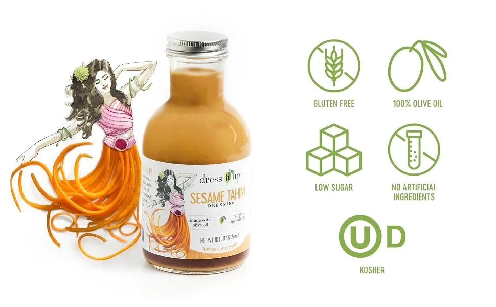 Dress it Up Dressing - Versatile Salad Dressing & Marinade (Sesame Tahini) - balsamic vinaigrette Salad dressing toppings kit bowl container to go dressings packets bottles