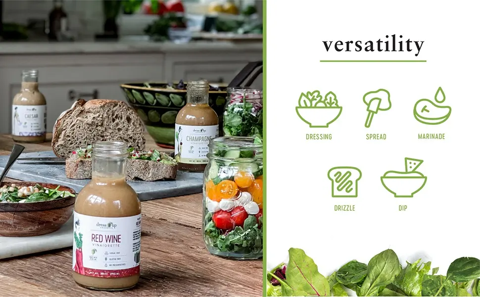 Dress it Up Dressing - Versatile Salad Dressing & Marinade (Sesame Tahini) - balsamic vinaigrette Salad dressing toppings kit bowl container to go dressings packets bottles
