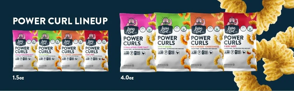 Lesserevil, Power Curls Egg And Cheese, 4 Ounce - Power Curls Lineup