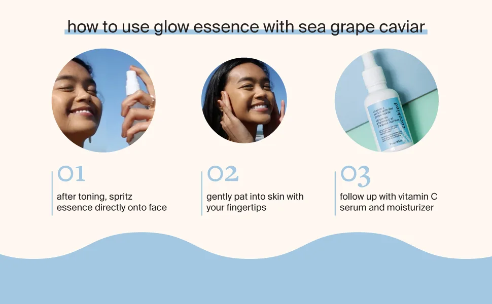 Cocokind Glow Essence with Sea Grape Caviar | Face Mist for Hydration | Improves Water Retention | 2 oz - how to use glow essence