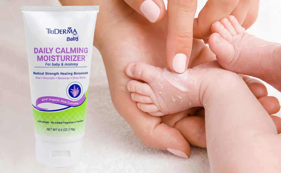 TriDerma Baby Daily Calming Moisturizer for Sensitive Skin with Aloe Vera and Avocado 6.2 Ounces - Daily Calming Moisturizer, moisturize, moisture, baby, baby lotion, skin, soft skin, mommy, healing