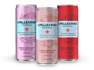 S.Pellegrino Essenza Dark Morello Cherry & Pomegranate Flavored Mineral Water, 11.15 Fl Oz Can (24 Pack) - Essenza Fruit Flavors