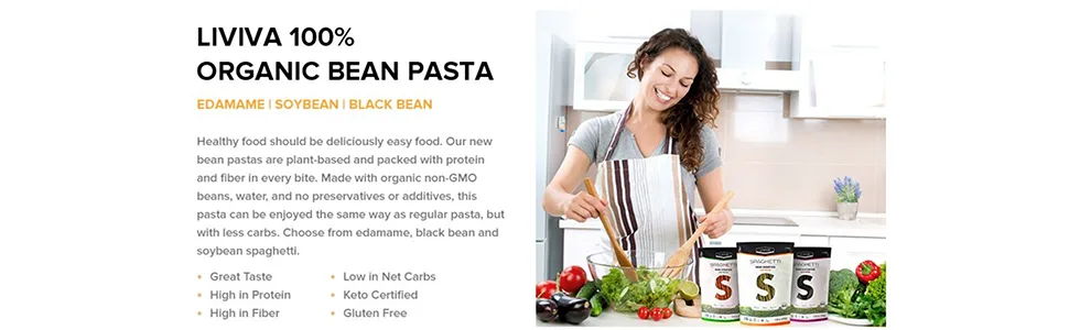 LIVIVA High Protein Keto-Certified Organic Black Bean Spaghetti 7 Ounce (Pack of 6) - product information 3