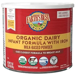Earth's Best Organic Dairy Infant Powder Formula with Iron, Omega-3 DHA and Omega-6 ARA, 21 oz - dairy;formula;iron
