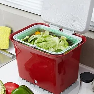 Full Circle Fresh Air Odor-Free Kitchen Compost Bin, Black and White Fresh Air Black & White - product information 4