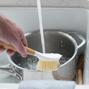 Full Circle Be Good Kitchen Dish Brush with Bamboo Handle, Single Brush, White - be good dish brush