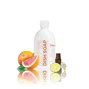Sapadilla Grapefruit + Bergamot Biodegradable Liquid Dish Soap, 16 Ounce, (Pack of 1) Grapefruit + Bergamot 1 Pack - Sapadilla liquid refill dish soap