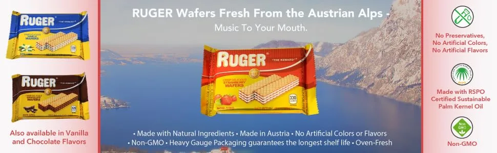 Ruger Austrian Wafers Strawberry, 2.125 Ounce (Pack of 12) Strawberry 12 Count (Pack of 1) - Ruger