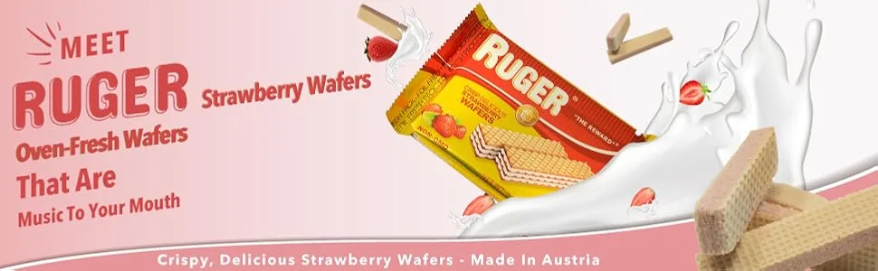 Ruger Austrian Wafers Strawberry, 2.125 Ounce (Pack of 12) Strawberry 12 Count (Pack of 1) - Ruger