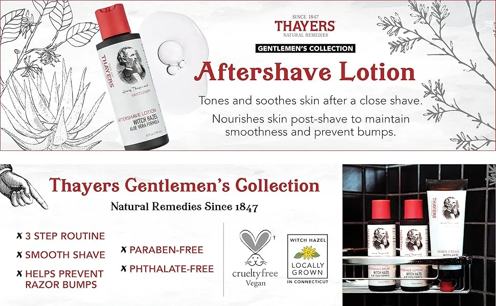 THAYERS Gentlemen's Collection Aftershave Lotion with Witch Hazel Aloe Vera, 4 Fl Oz - Thayer