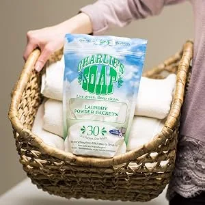Charlie's Soap - Unscented Powdered Laundry Packets 30 Count (6 Pack 180 Total Loads) 30 Count (6 Pack) - laundry powder packet