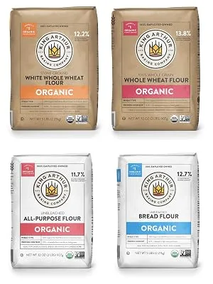 King Arthur, 100% Organic Whole Wheat Flour, 100% Whole Grain, Non-GMO Project Verified, 5 Pounds 5lb, single-pack - King Arthur Flour Organic