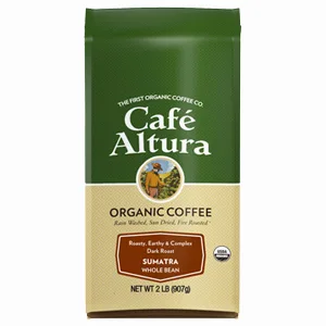 Cafe Altura Whole Bean Organic Coffee, Regular Roast (Packaging May Vary) - Organic Sumatra Dark Roast