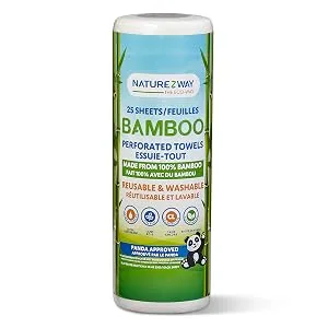 NatureZway Bamboo Perforated Towels Rayon Made from Bamboo, 25 Sheets - Bamboo paper towels