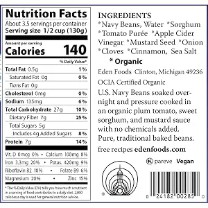 Eden Organic Baked Beans with Sorghum, Mustard, and Spices, Navy, 15 oz (12-Pack) - Ingredients