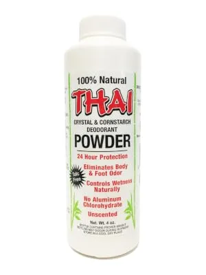 Thai Deodorant Stone Pure & Natural Crystal & Cornstarch Deodorant Powder, 4 Oz - thai natural deodorant powder crystal cancer safe