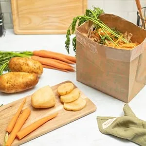 Full Circle Scrap Sack - Compostable Food Waste Bags, 1.5-Gallon, Set of 10 - Compost, Waste, Bag, Natural, Garbage, Bin, Trash, Paper, Bin, Kitchen, Food, Gallon, Countertop