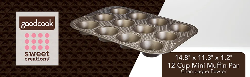 GoodCook Sweet Creations Textured Nonstick 12-Cup Muffin Baking Pan, Champagne Pewter 24-Cup Muffin Pan - Muffin pan