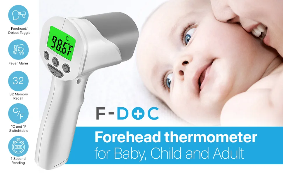 Medical Grade Heavy Duty Touchless Infrared Forehead Thermometer, for Adults & Baby Thermometer Gun, Instant Results - forehead thermometer for adults and babies