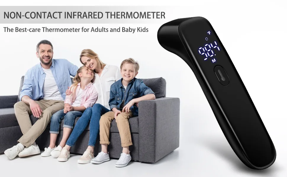 Infrared Thermometer for Adults, Hotodeal Digital Touchless Forehead Thermometer for Fever, Baby Thermometer with Fever Indicator,°C/°F Switchable Black - infrared thermometer