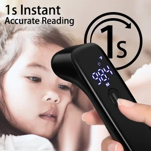 Infrared Thermometer for Adults, Hotodeal Digital Touchless Forehead Thermometer for Fever, Baby Thermometer with Fever Indicator,°C/°F Switchable Black - infrared thermometer