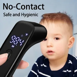 Infrared Thermometer for Adults, Hotodeal Digital Touchless Forehead Thermometer for Fever, Baby Thermometer with Fever Indicator,°C/°F Switchable Black - infrared thermometer