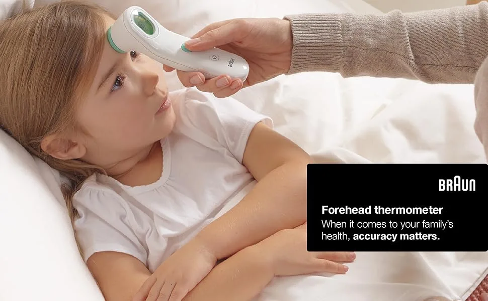 Braun Forehead Thermometer -  Digital Thermometer with Professional Accuracy and Color Coded Temperature Guidance - Thermometer for Adults, Babies, Toddlers and Kids - braun