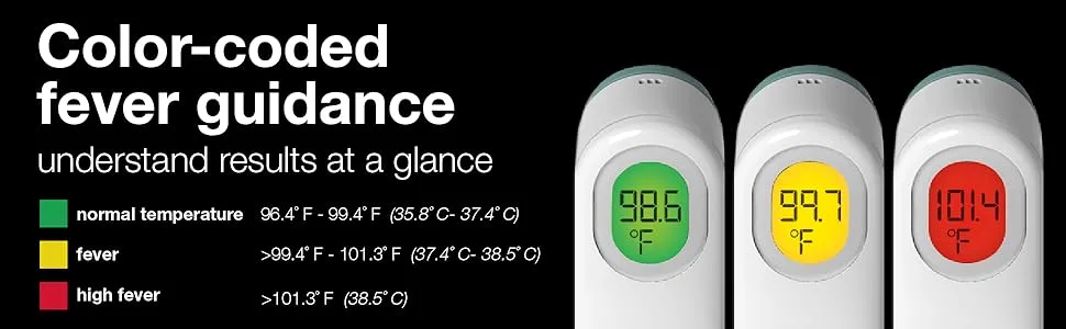 Braun Forehead Thermometer -  Digital Thermometer with Professional Accuracy and Color Coded Temperature Guidance - Thermometer for Adults, Babies, Toddlers and Kids - color code