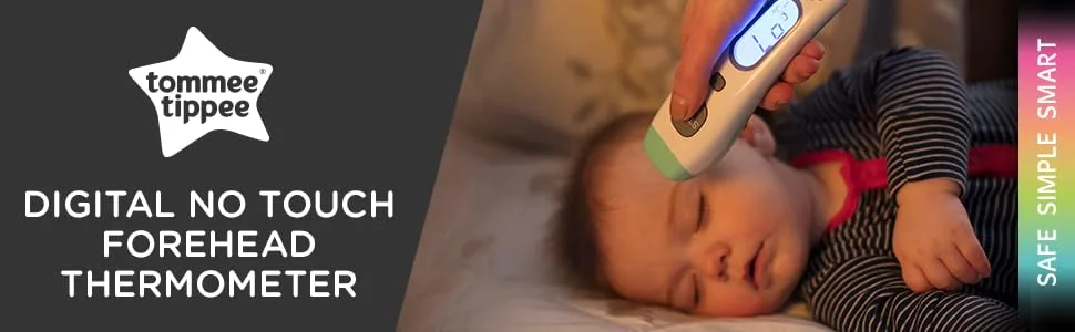 Tommee Tippee Digital No Touch Forehead Thermometer for Baby | Fast 2 Second Results | Fever Indicator | Memory Function - Thermometer, Baby, newborn, infant, Tommee Tippee, fever alert, forehead, digital, fast, no touch