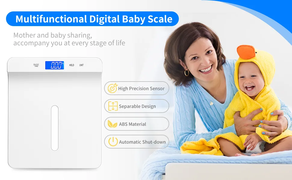 KUBEI Baby Scale, Digital Infant Scale, Multi-Function Digital Scale for Pets, Toddler Scale with Measure Babies Weight and Height Tray, Precision Digital Puppy Scale with kg/lb/oz, Holding Function - baby scale