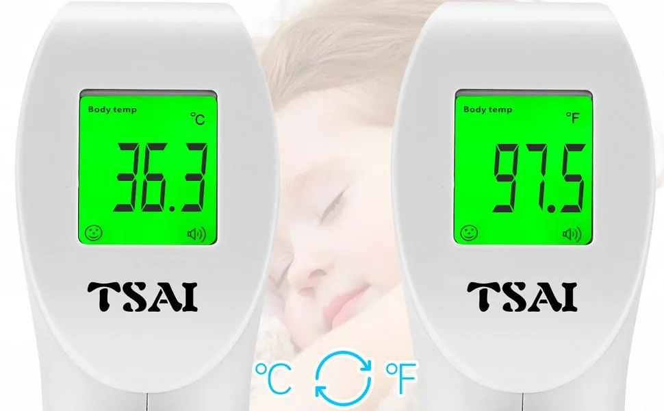 Forehead Thermometer for Adults with 3 in 1 Digital LCD Display, Fever Alarm, Accurate Reading and Memory Function Non-Contact Forehead Thermometer for Body, Room and Surface Measurement - ear thermometer