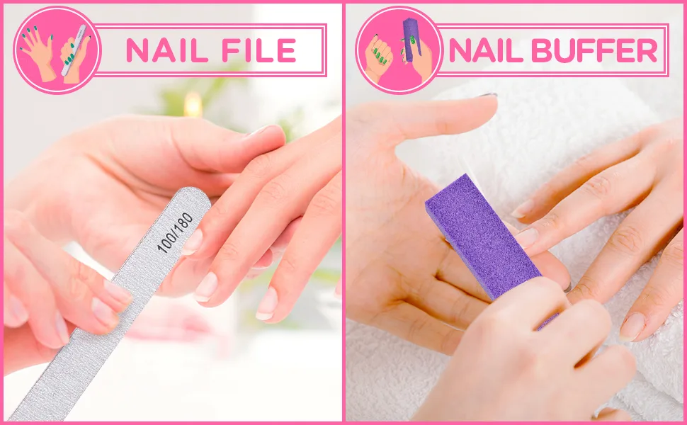 Nail Files and Buffer, TsMADDTs Professional Manicure Tools Kit Rectangular Art Care Buffer Block Tools 100/180 Grit 12Pcs/Pa(White) 6pcs White 100 180 Grit & 6pcs Buffer - product information 3