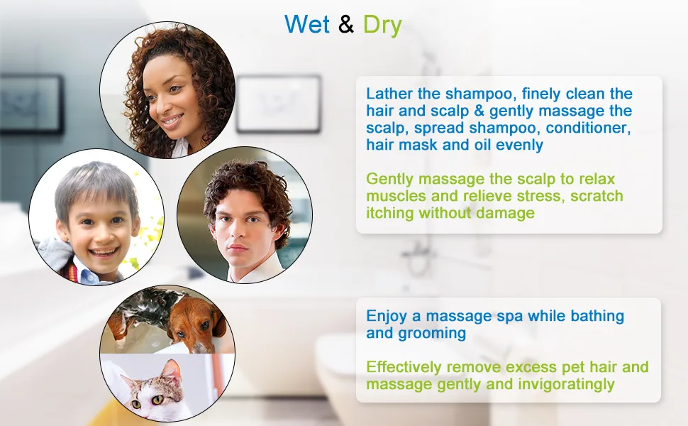 FREATECH Scalp Massager Shampoo Brush with Soft & Flexible Silicone Bristles for Hair Care and Head Relaxation, Ergonomic Scalp Scrubber/Exfoliator for Dandruff Removal and Hair Growth, Black - curly girl method