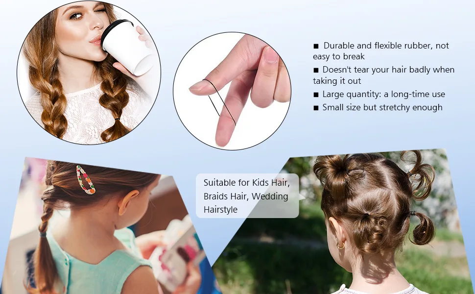 1000 Mini Rubber Bands Soft Elastic Bands for Kid Hair Braids Hair (Dark Brown) - product information 2