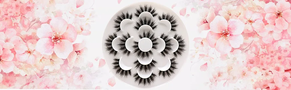 Veleasha False Eyelashes 7 Pairs Pack Fluffy Faux Mink Lashes 100% Cruelty-free Handmade Strip Lashes for Eye Makeup | City Girl - 3D07-1