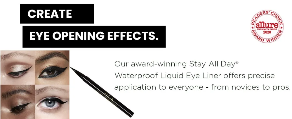 stila Stay All Day Waterproof Liquid Eye Liner DUAL ENDED Intense Black - Eye Liner