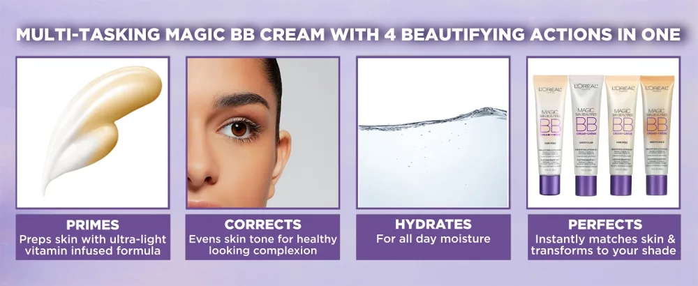 L'Oreal Paris Magic Skin Beautifier BB Cream, Light, 1 Ounce (2 Count) Light 1 Fl Oz (Pack of 2) - magic bb cream for anti fatigue