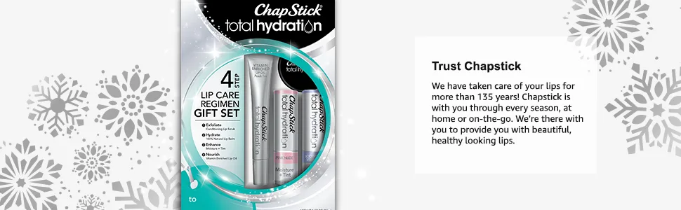 ChapStick Total Hydration Lip Kit Gift Set, Lip Moisturizer, Lip Scrub and Lip Balm Set - 4 Count Lip Kit Gift Set Hydration New - Trust Chapstick