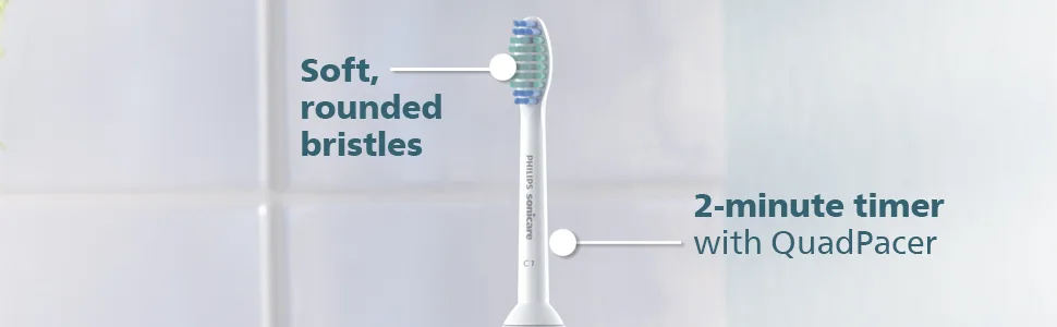 Philips Sonicare 1100 Power Toothbrush, Rechargeable Electric Toothbrush, White Grey HX3641/02 New 1100 - White brush head with green, white and blue bristles with benefits of brush head listed