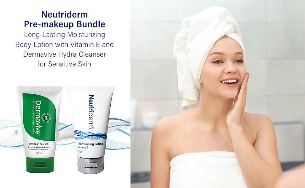 Pre-Makeup Bundle 1 – Dermavive Hydra Cleanser 120ml + Neutriderm Moisturising Lotion 125ml - Neutriderm Pre-makeup bundle