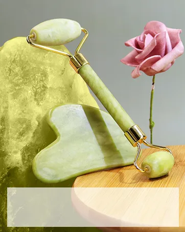 BAIMEI Ice Roller and Gua Sha for Face & Eye Puffiness Relief, Cooling Face Roller Skin Care Face Massager Blue and White - Jade roller guasha set