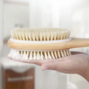 Metene 2 Pack Shower Brush with Soft and Stiff Bristles, Bath Dual-Sided Long Handle Back Scrubber Body Exfoliator for Wet or Dry Brushing 2-PACK - shower brush with long handle