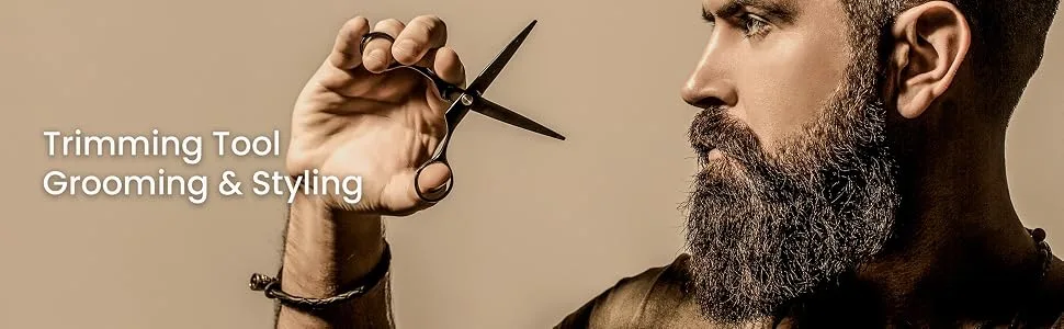 Beard Brush Set - Brush Comb Scissors with Storage Bag Beard Growth Care Gifts for Men - bush scissors